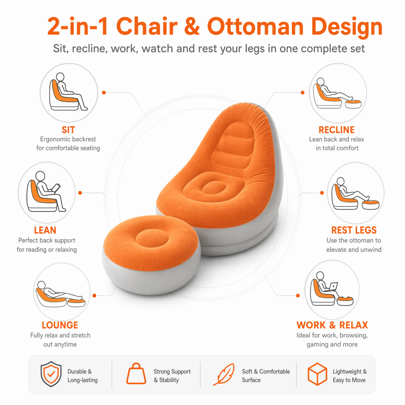 Flocking Inflatable Lazy Sofa  - Home Improvement Furniture review and price