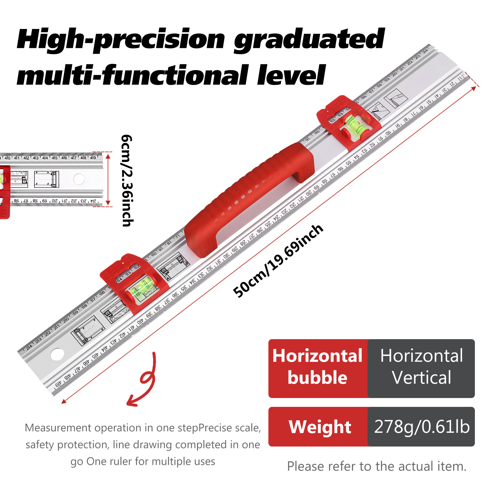19.7inch Level Ruler Aluminum  - Home Improvement Guide review and price